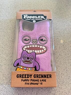 New Fuggler GREEDY GRINNER Light Purple Furry Phone Case fits iPhone 15